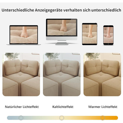 Modulares Ecksofa Cord Beige – Kein Aufbau, Tiefes Sitzgefühl