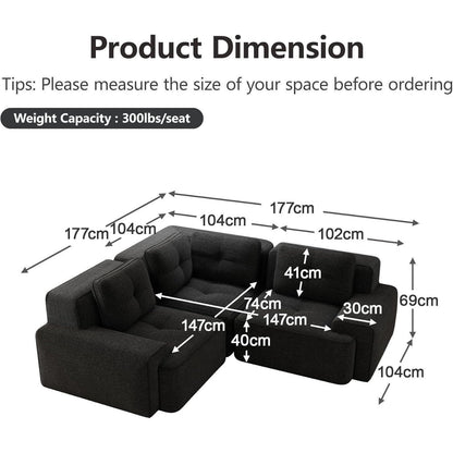 Modulares Ecksofa Cord Schwarz – Kein Aufbau, Tiefes Sitzgefühl
