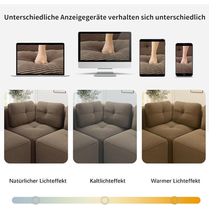 Modulares Ecksofa Cord Braun – Tiefes Sitzsofa ohne Aufbau