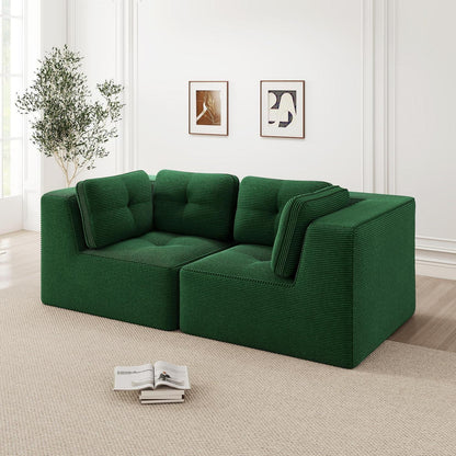Modulares Ecksofa Grün 2C – Kein Aufbau, Tiefe Sitzfläche