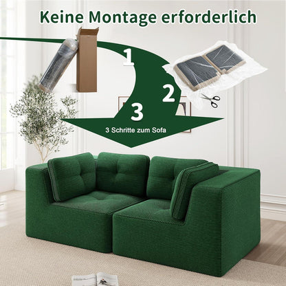 Modulares Ecksofa Grün 2C – Kein Aufbau, Tiefe Sitzfläche