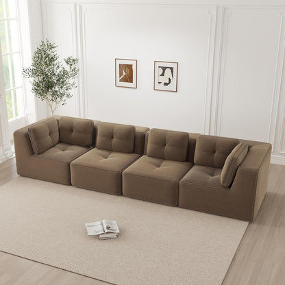 Modulares Ecksofa Braun – Kein Aufbau, Tiefe Sitzfläche & Cordstoff