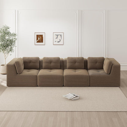 Modulares Ecksofa Braun – Kein Aufbau, Tiefe Sitzfläche & Cordstoff