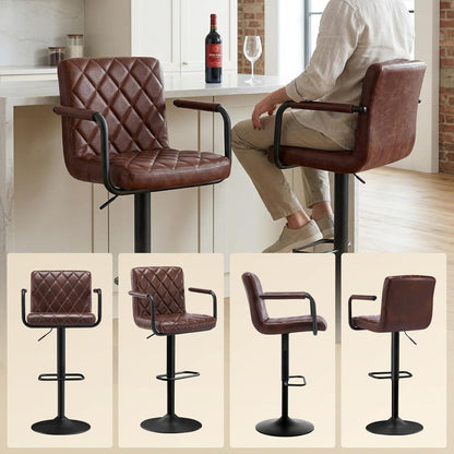 Barhocker 2er Set Höhenverstellbar mit Armlehnen & Fußstütze