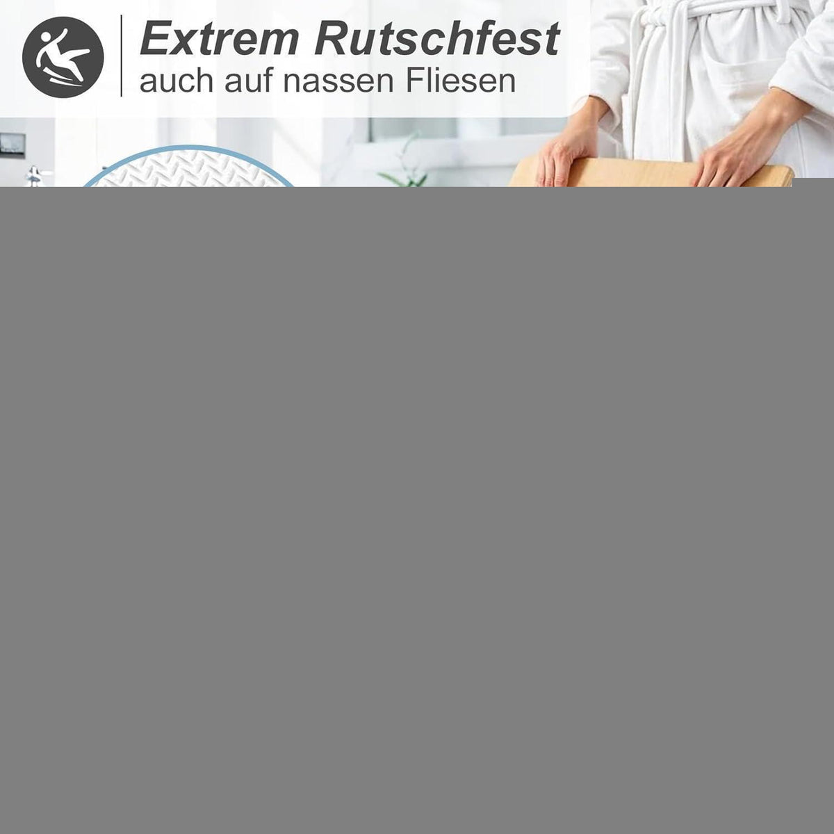 Rutschfeste Badematte dunkelgrau 60x120 cm – Schnelltrocknend & Pflegeleicht