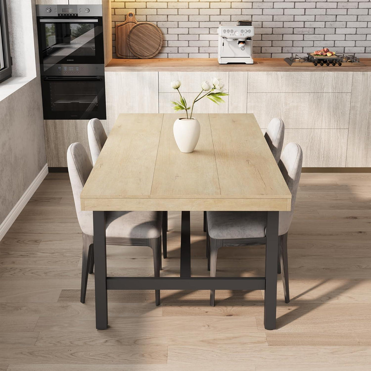 Rechteckiger Esstisch für 6-8 Personen | Industriedesign Holz & Metall