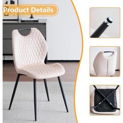 Runder Esstisch Set 100cm mit 4 Samtstühlen Dunkel/Beige