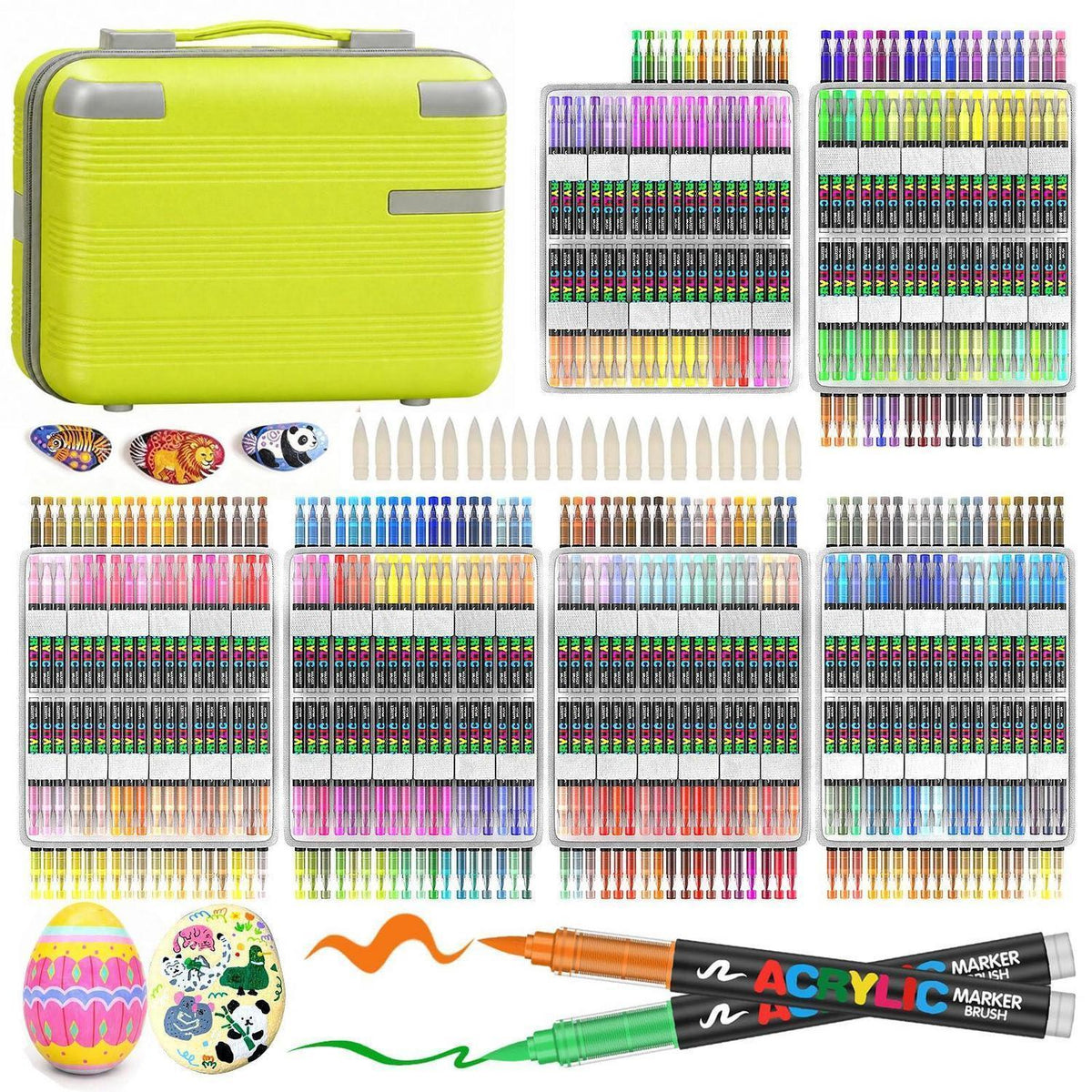 408 Acrylstifte Set für Steine, wasserfest & im Koffer