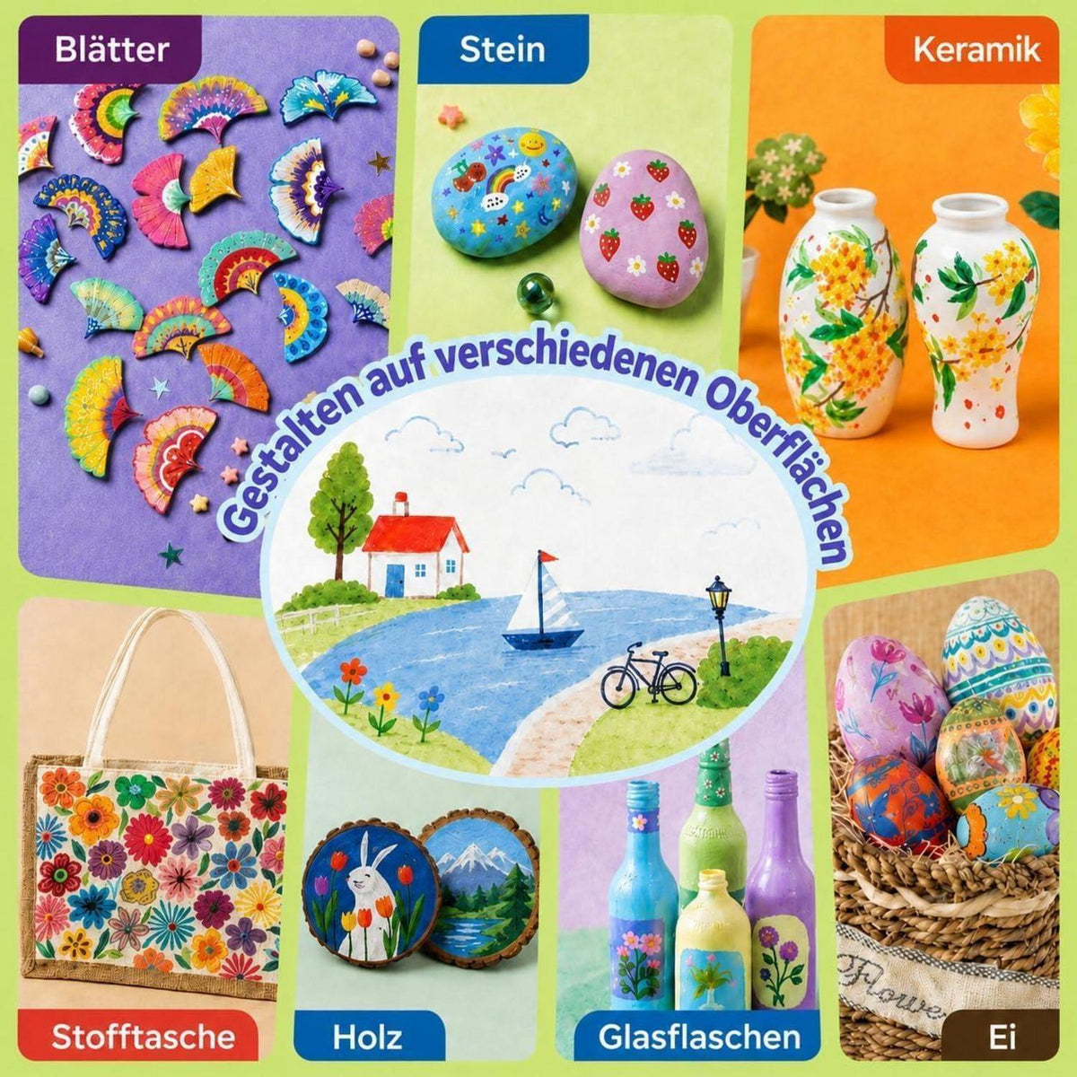 408 Acrylstifte Set für Steine, wasserfest & im Koffer
