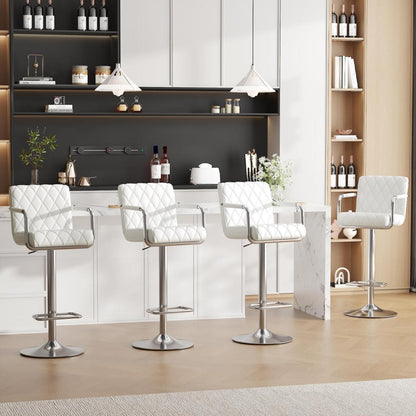 Barhocker Set 4er – Höhenverstellbar, Drehbar, Weiß