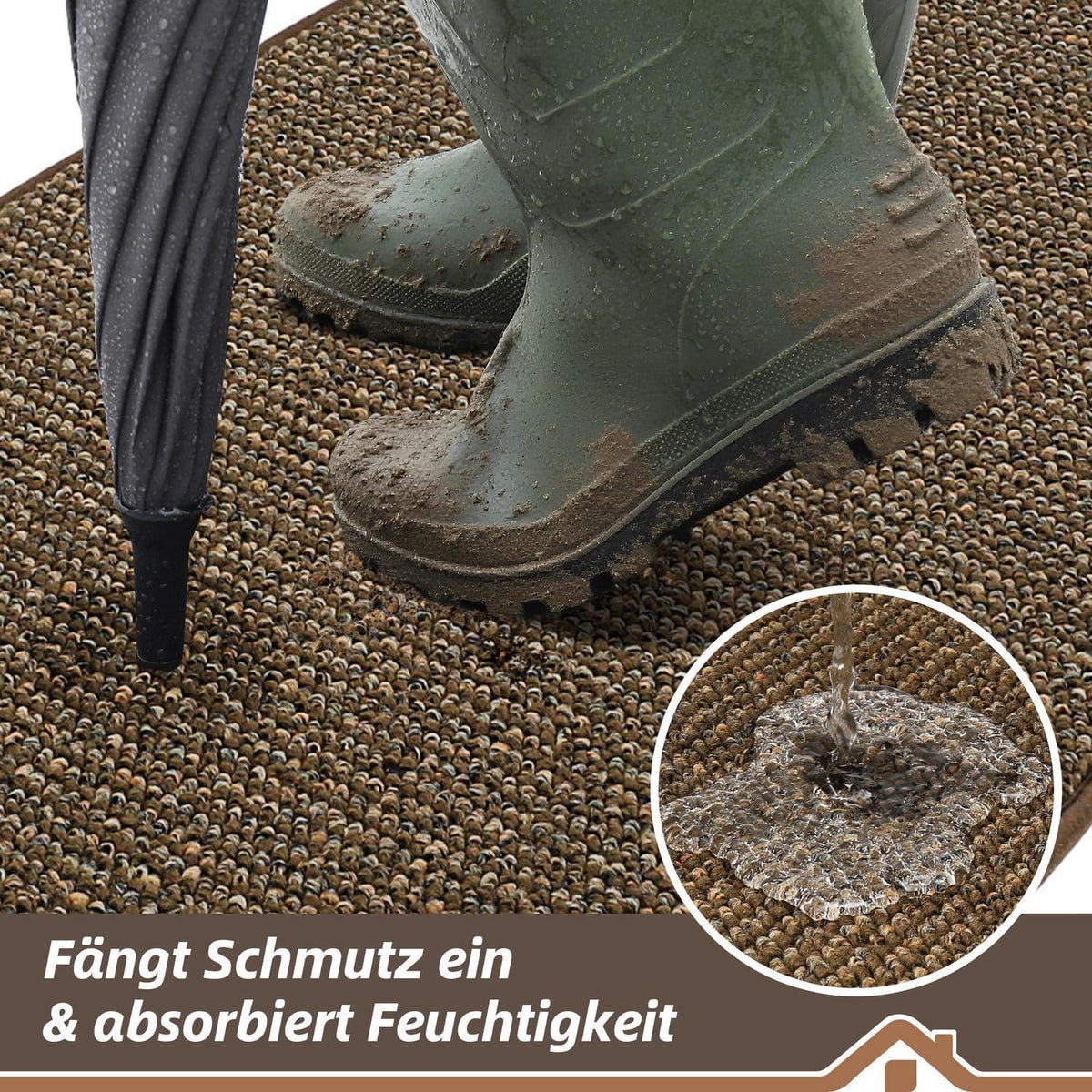 Fußmatte Innen rutschfest waschbar Braun 80x120 cm