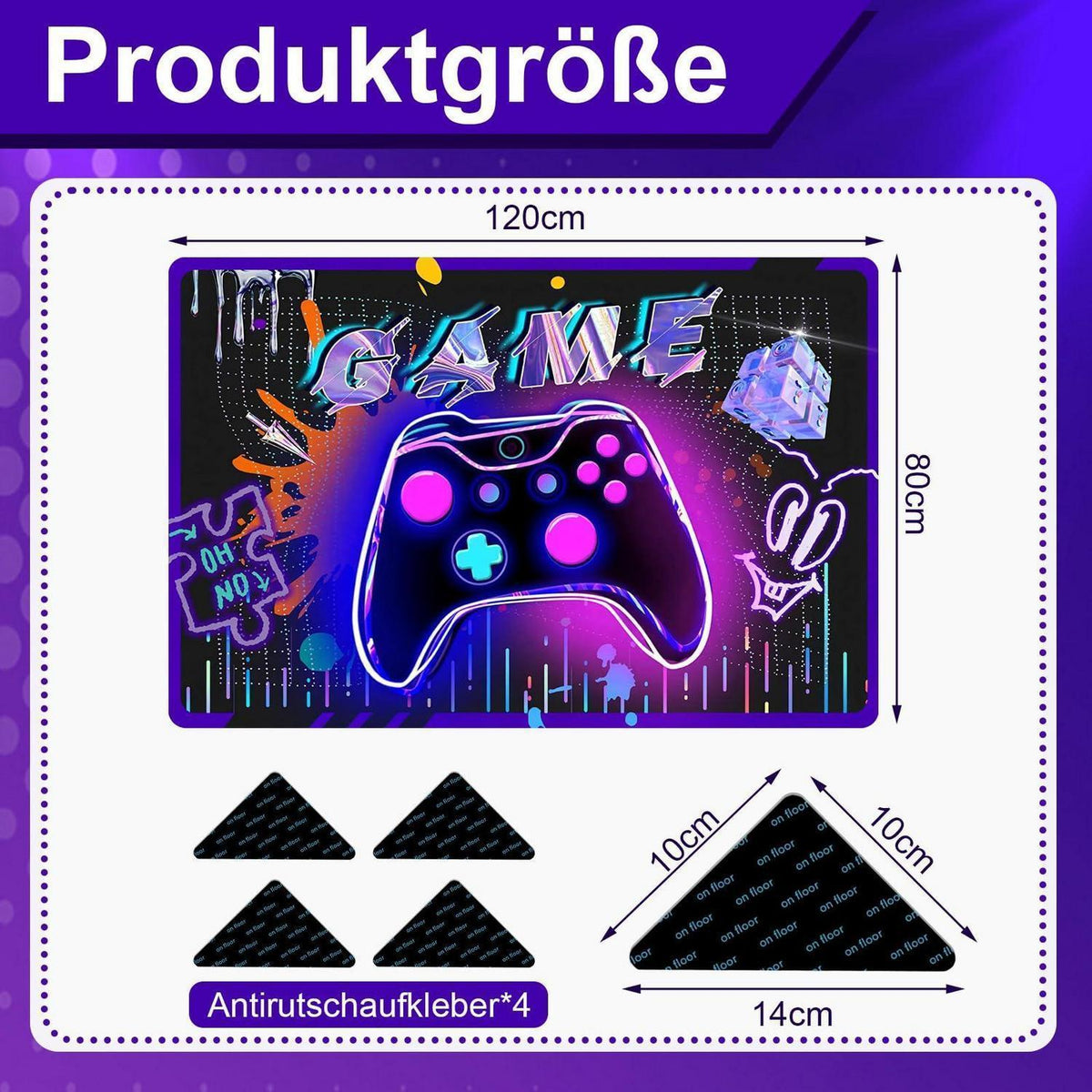 Gaming Teppich Controller Design – Rutschfest & Weich 80x120cm