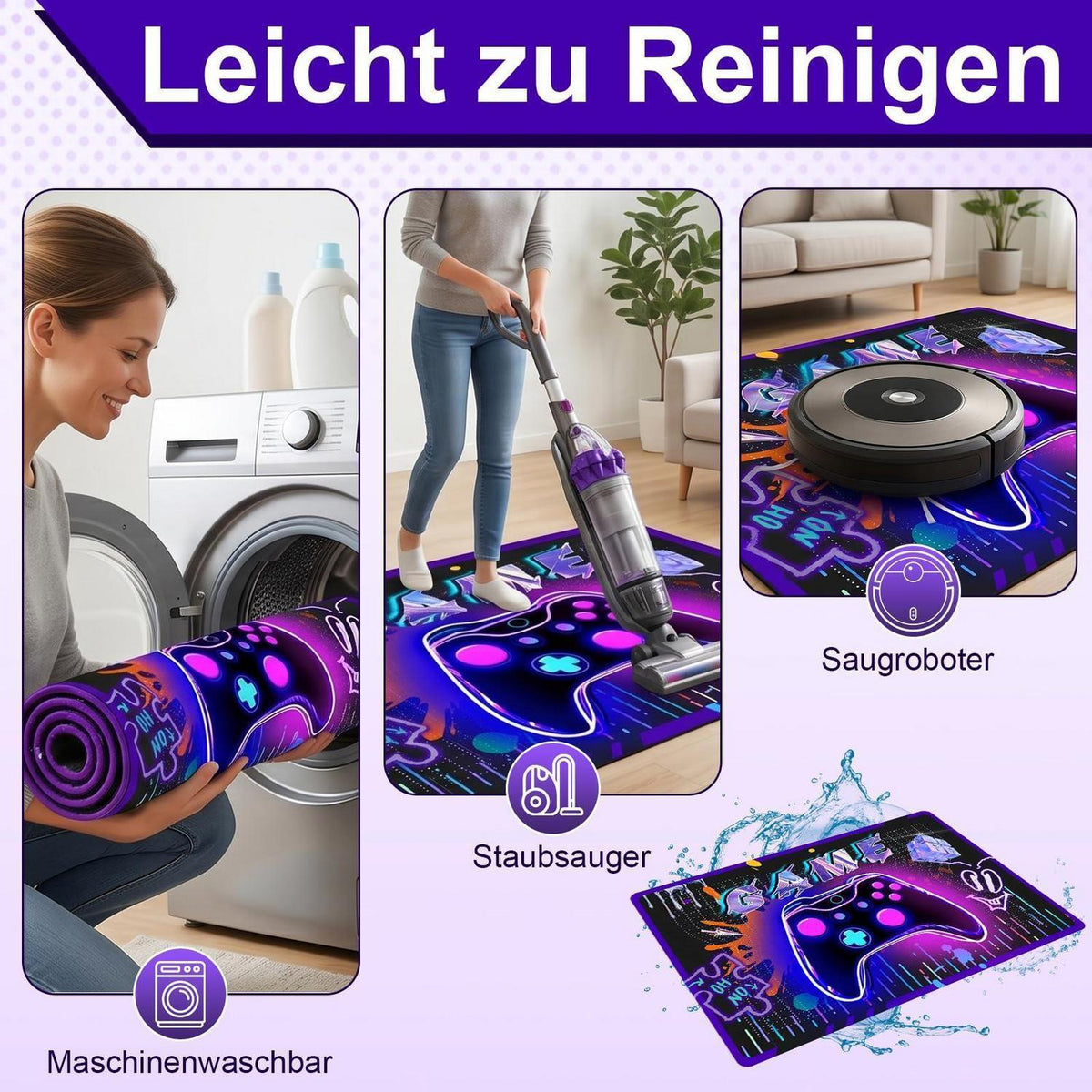 Gaming Teppich Controller Design – Rutschfest & Weich 80x120cm