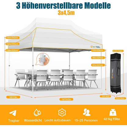 Faltpavillon 3x4,5m – Wasserdicht, Stabil & Winterfest