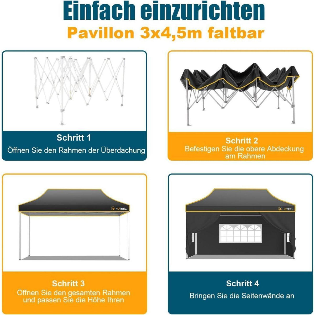 Faltpavillon 3x4,5m – Wasserdicht, Stabil & Winterfest