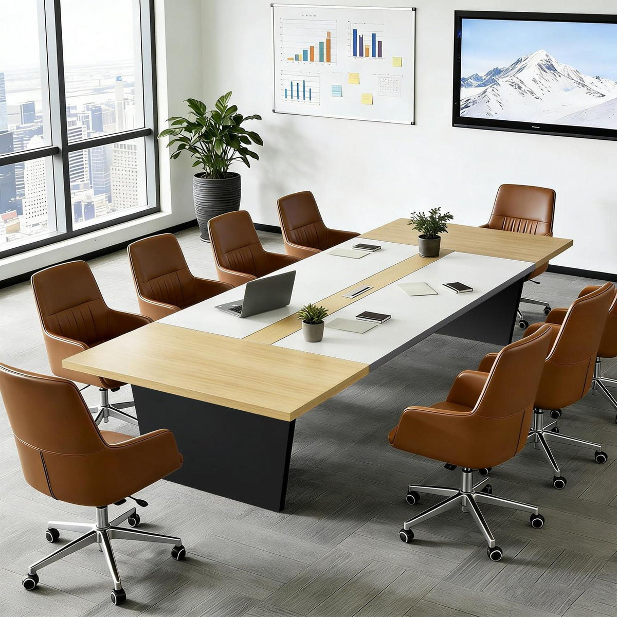 Moderner Konferenztisch 360x120cm – Stabiler Meetingtisch für Büro