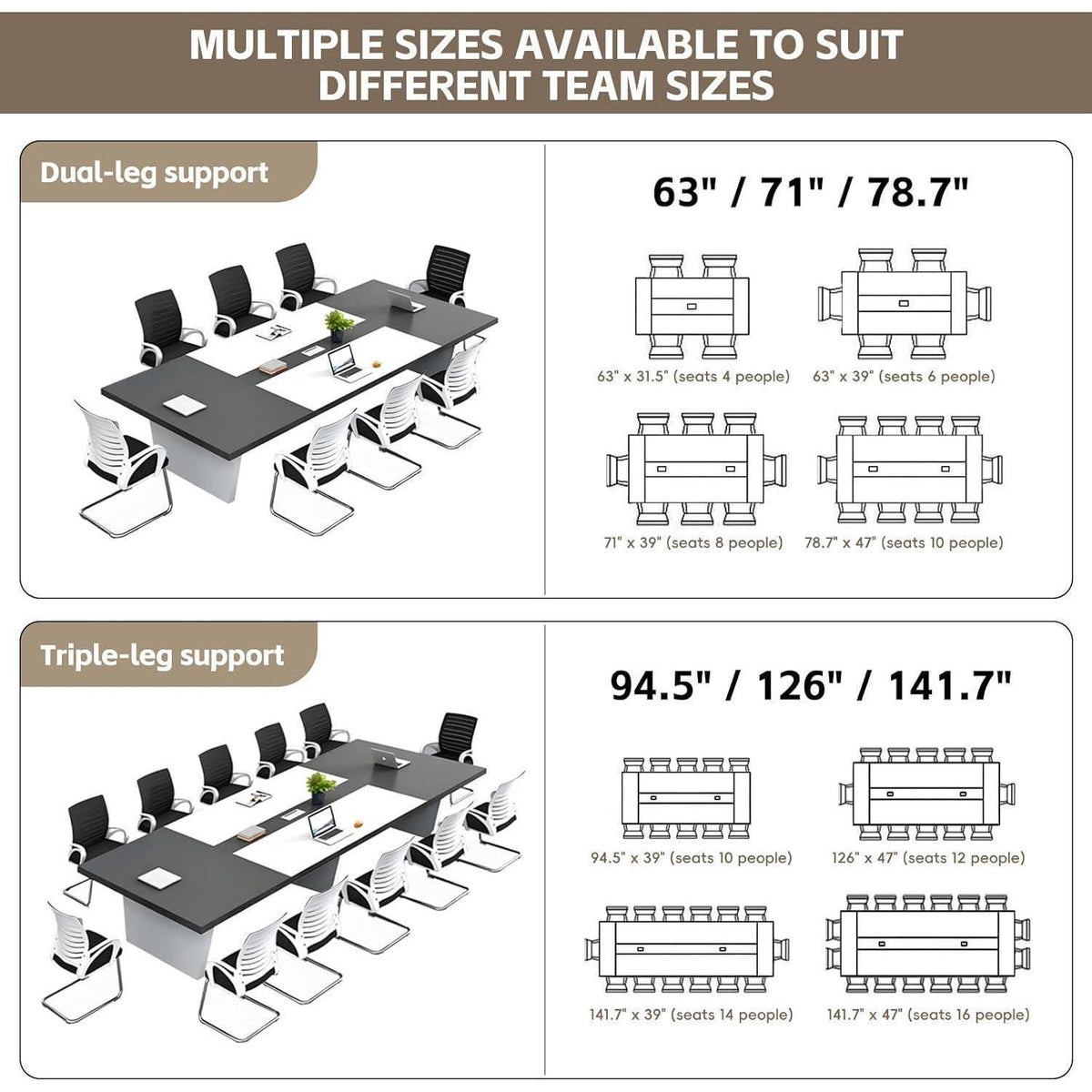 Konferenztisch Groß – Moderner Besprechungstisch 360x120cm