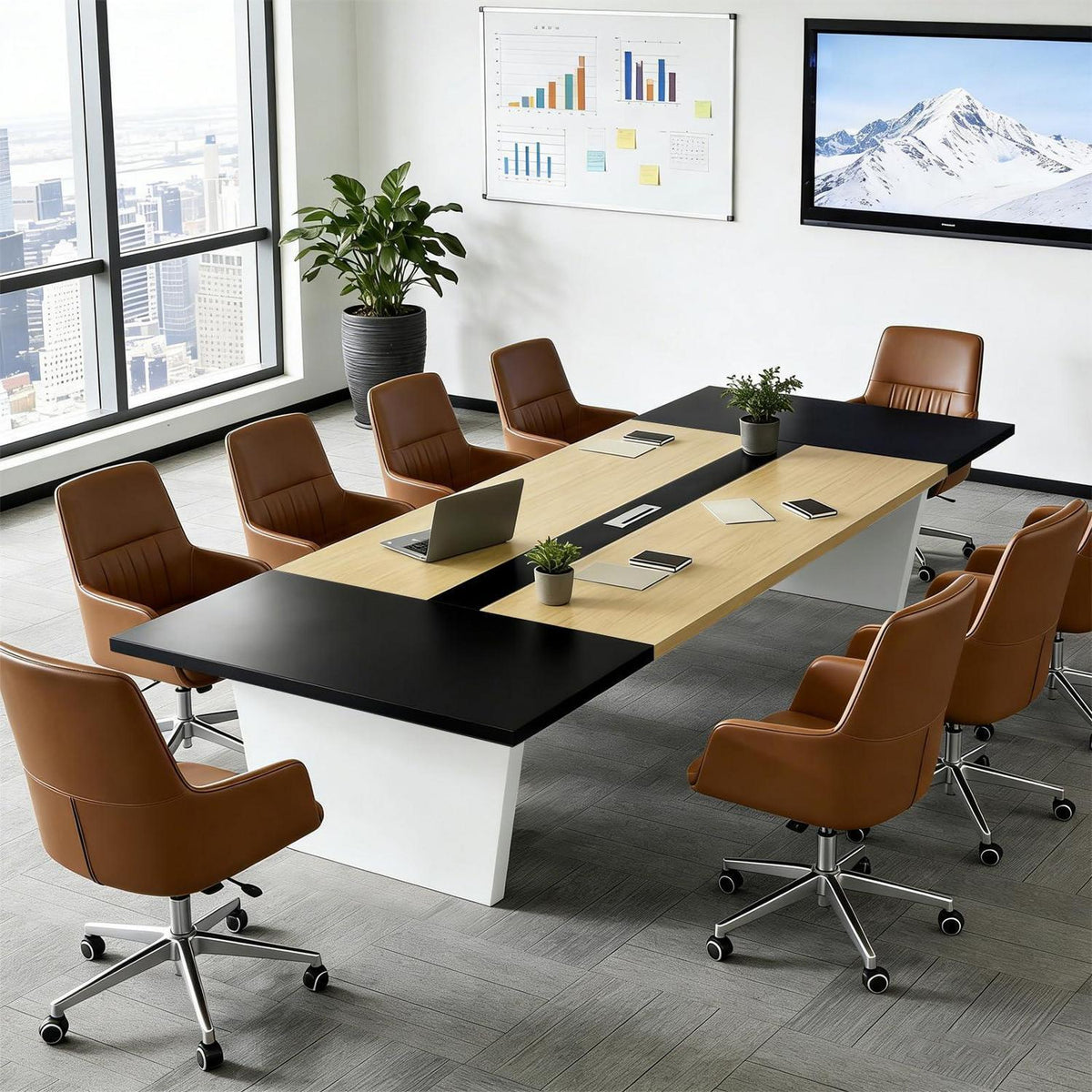 Moderner Konferenztisch 360x120cm – Stabiler Meetingtisch für Büro