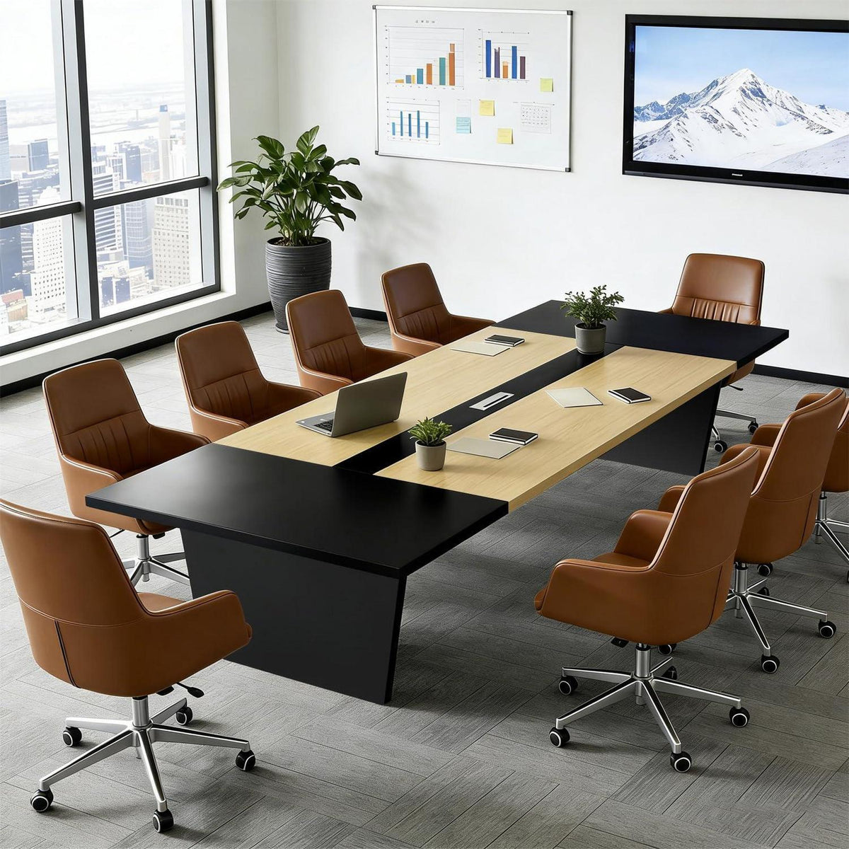 Moderner Konferenztisch 360x120cm – Stabiler Meetingtisch für Büro