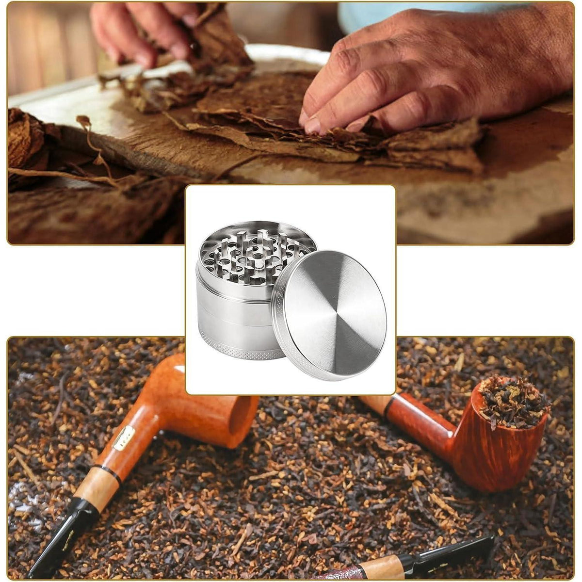 Edelstahl Kräutermühle 55mm – 4-teilig mit Pollen Scraper