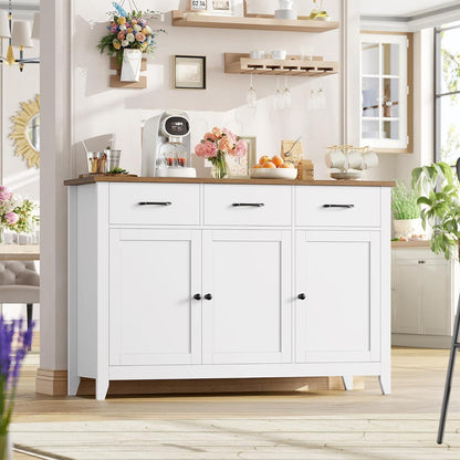 Sideboard Weiß mit Arbeitsplatte & Schubladen – Küchenbuffet