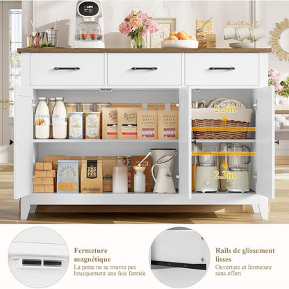 Sideboard Weiß mit Arbeitsplatte & Schubladen – Küchenbuffet
