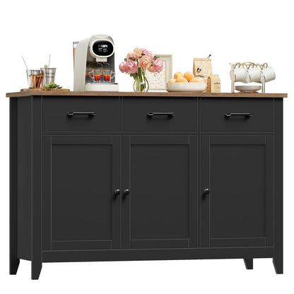 Sideboard mit Arbeitsplatte – Küchenschrank Schwarz 120cm