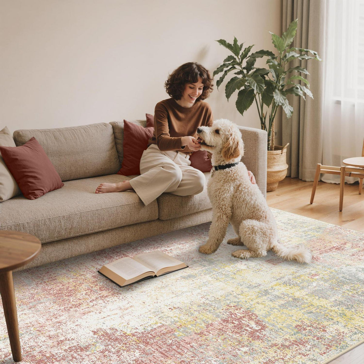 Moderner Wohnzimmerteppich Koralle 200x290 cm – Waschbar & Rutschfest