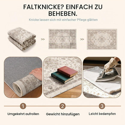 Vintage Teppich Waschbar 160x230cm – Beigebraun