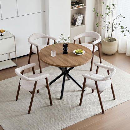 Küchenstuhl Set 4er – Moderne Polsterstühle Beige/Dunkelbraun