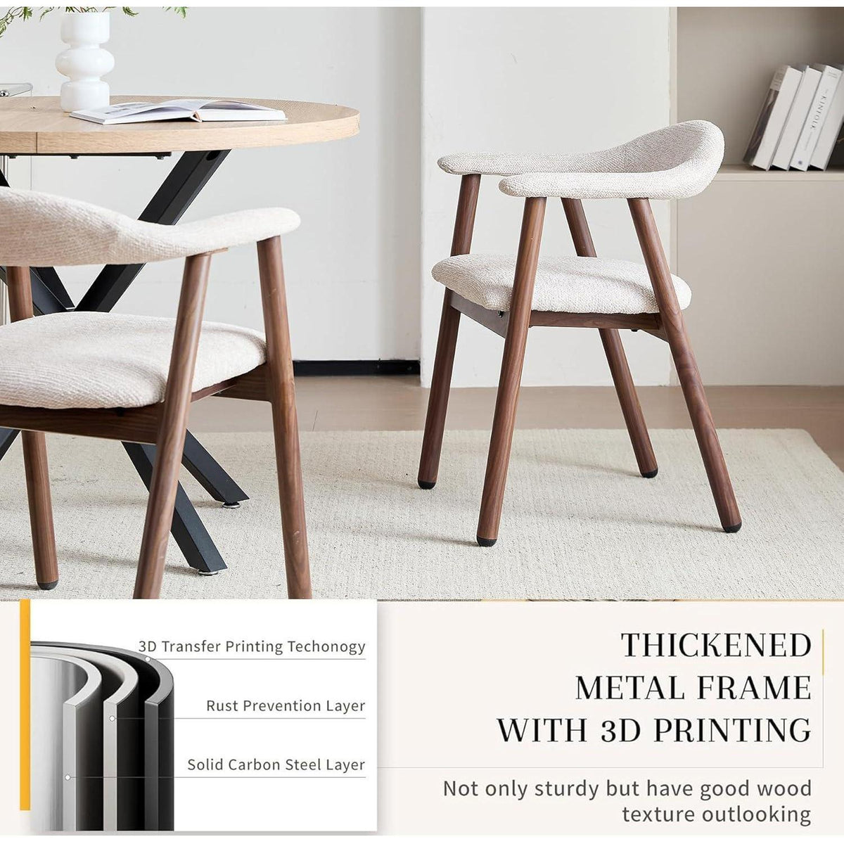 Küchenstuhl Set 4er – Moderne Polsterstühle Beige/Dunkelbraun