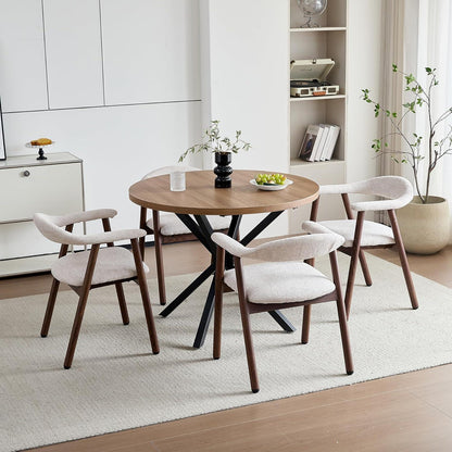 Küchenstuhl Set 4er – Moderne Polsterstühle Beige/Dunkelbraun