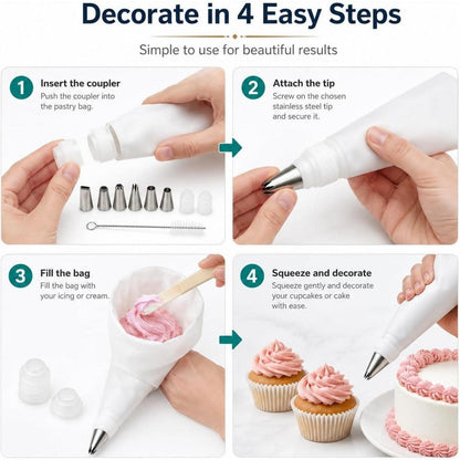 12-teiliges Spritzbeutel Set Edelstahl Tüllen für Torten Dekoration