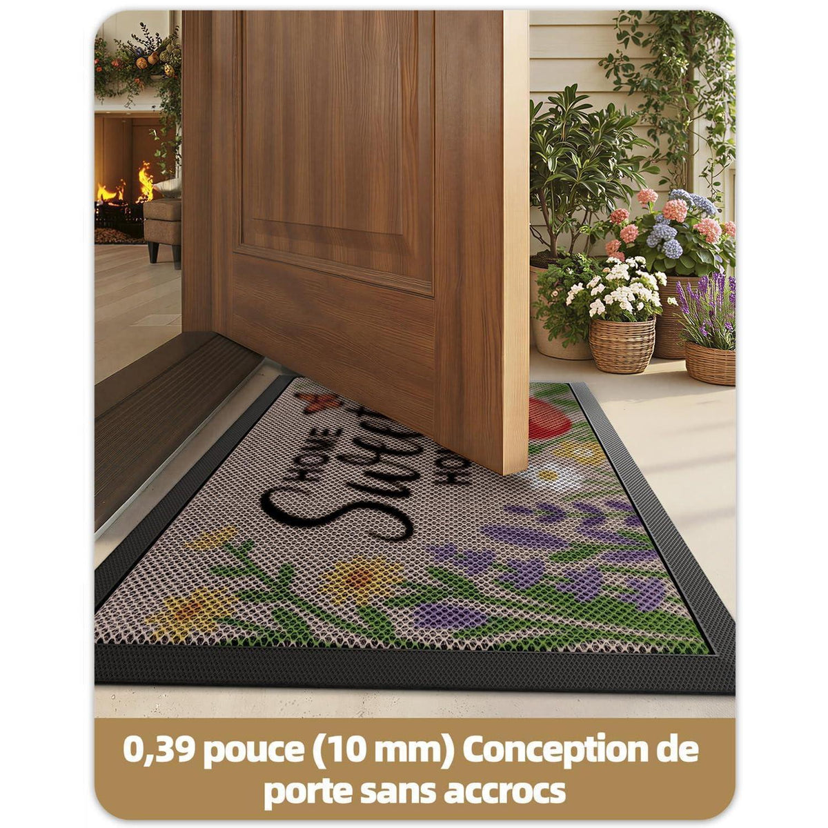 Fußmatte Blütenbeige 90x150 cm – Schmutzfangmatte für innen & außen