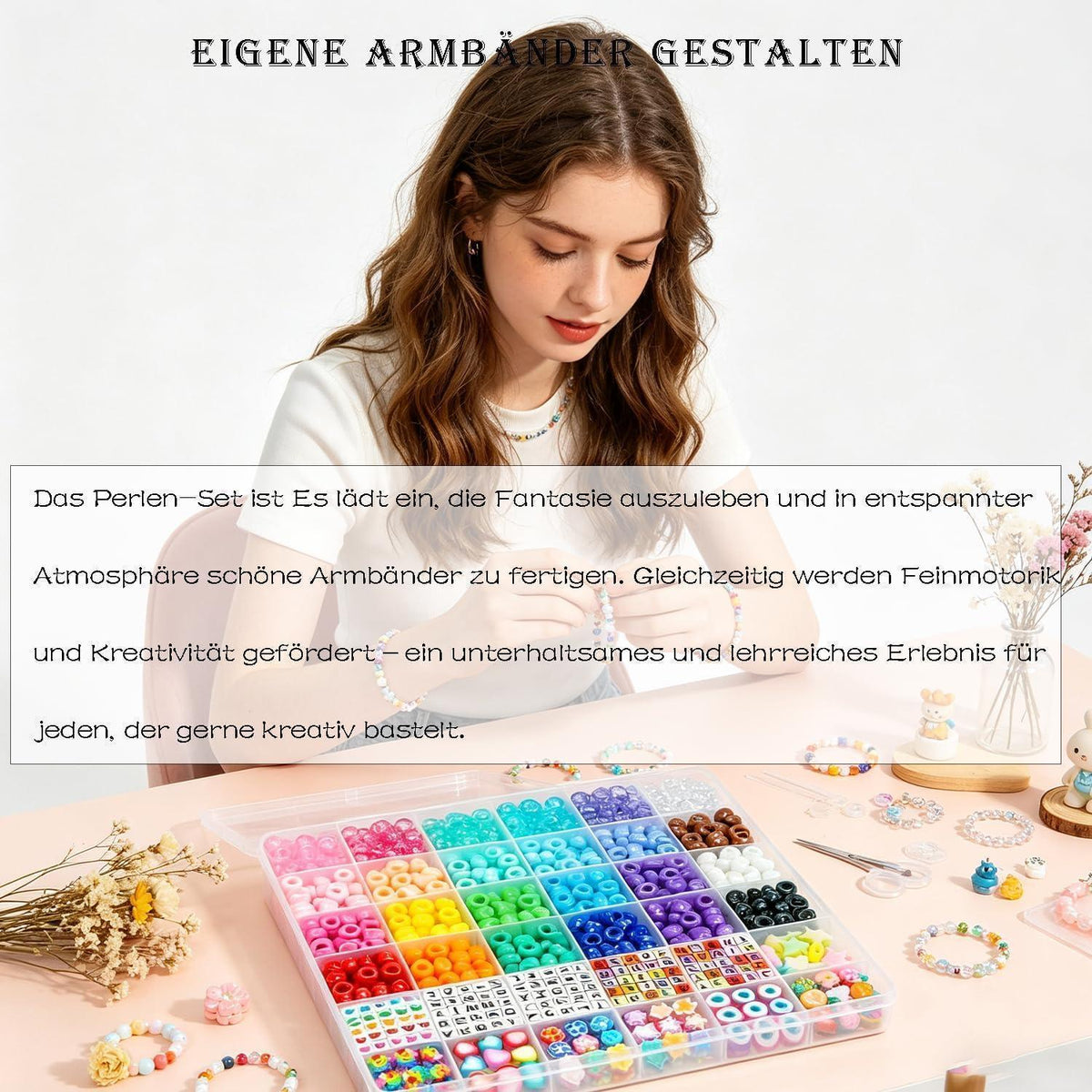 1000 Pony Perlen Set für Freundschaftsarmbänder & Schmuckbasteln