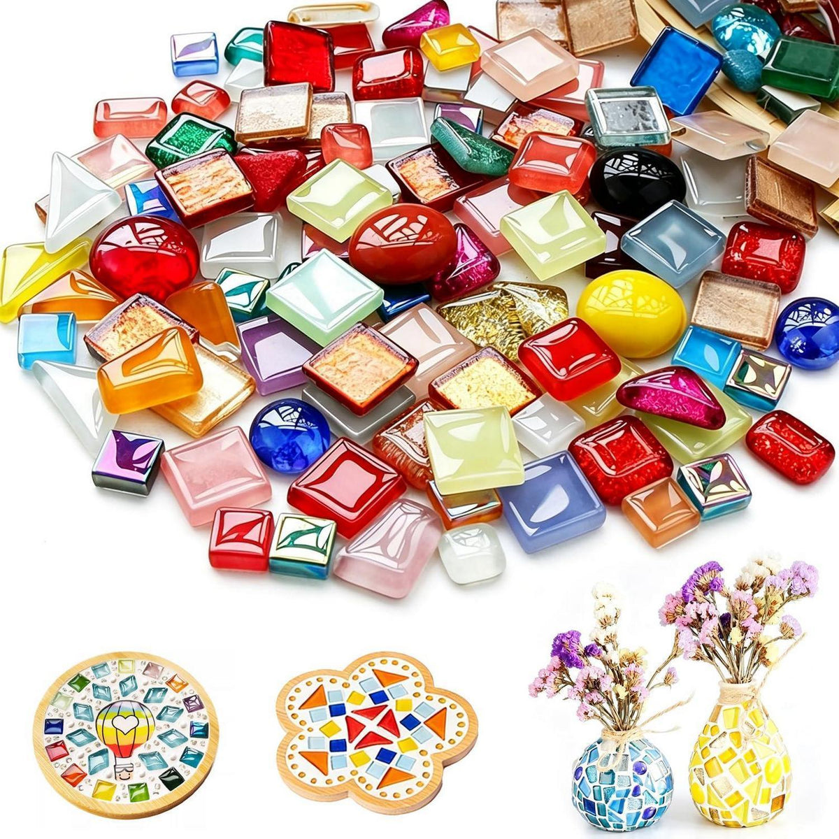 Glas Mosaiksteine 900g - Irregulär für DIY Kunst & Deko