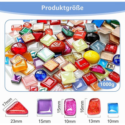 Glas Mosaiksteine 900g - Irregulär für DIY Kunst & Deko