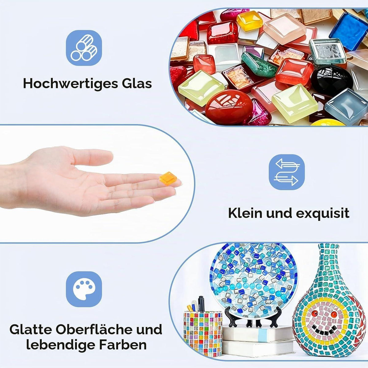 Glas Mosaiksteine 900g - Irregulär für DIY Kunst & Deko