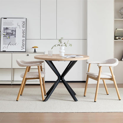 Moderner Esszimmerstuhl 2er Set, Beige/Beige, Gepolstert mit Metallbeinen