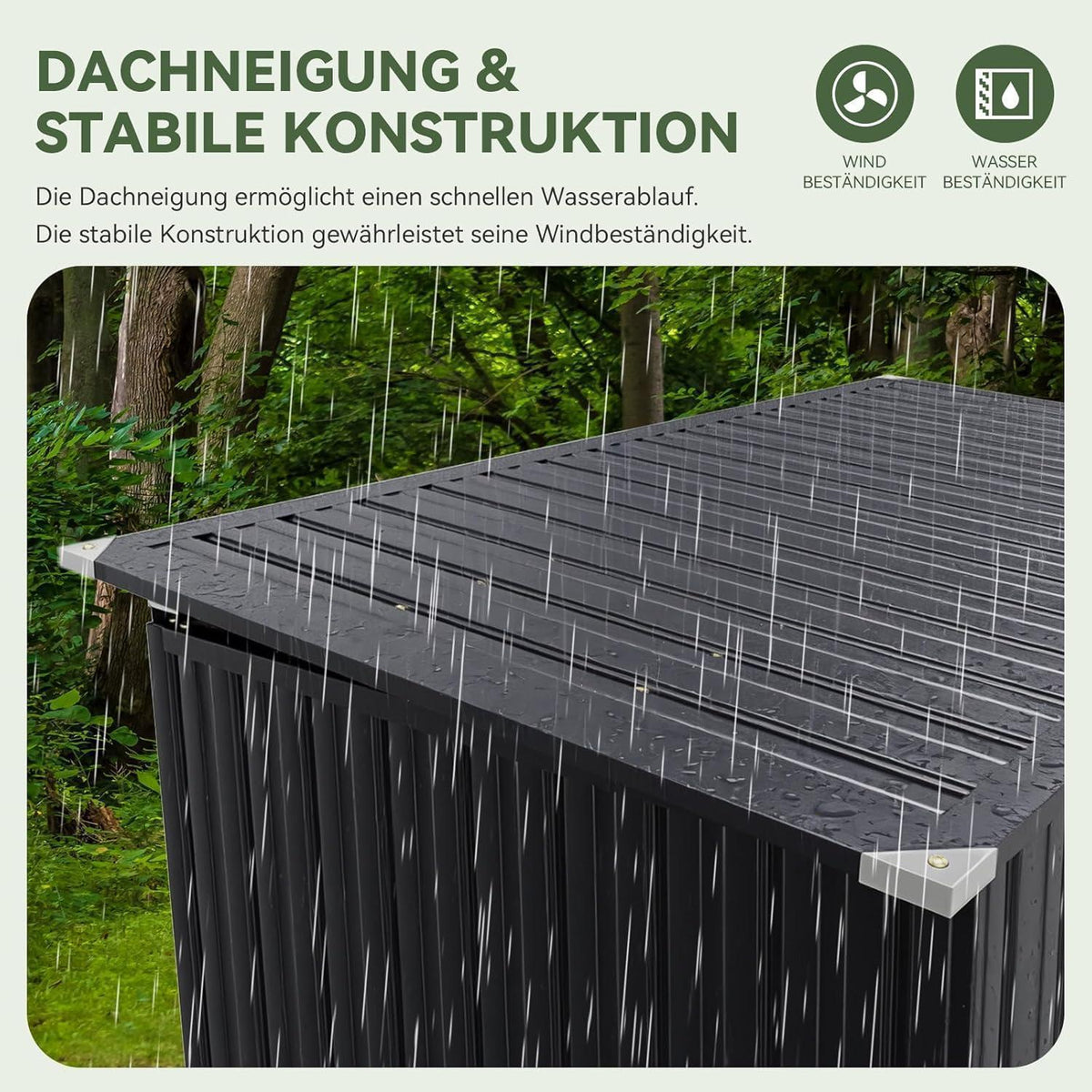 Gerätehaus Metall 150x117x80 – Wetterfester Gartenschrank mit Deckel