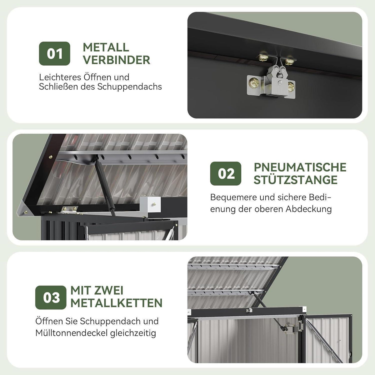 Gerätehaus Metall 150x117x80 – Wetterfester Gartenschrank mit Deckel