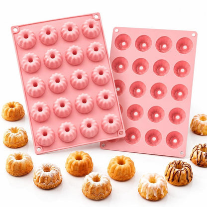 2x Mini Gugelhupfform Silikon | 40 Cavities für Muffins & Donuts