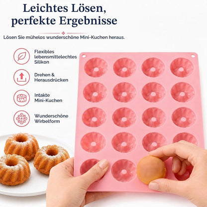 2x Mini Gugelhupfform Silikon | 40 Cavities für Muffins & Donuts