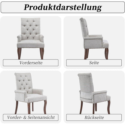 Beiger Esszimmerstuhl mit Armlehne & Chenille Polsterung