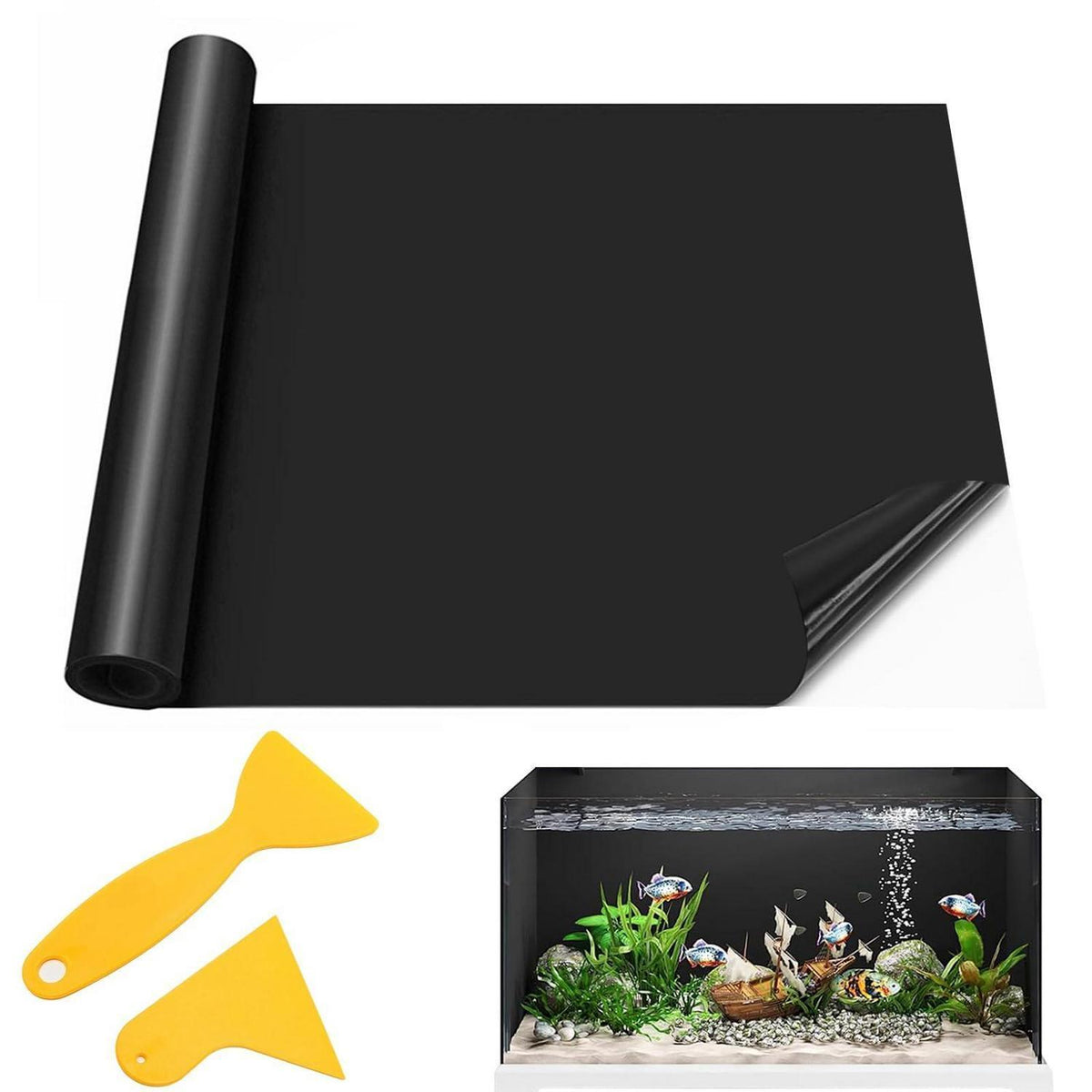 Aquarium Rückwand Folie 400x45cm – Selbstklebend & Matt Schwarz