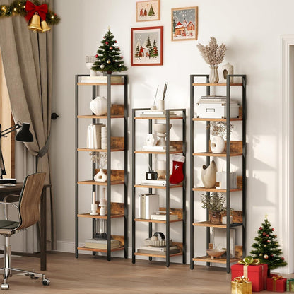 Bücherregal & Druckertisch Bundle – Vintagebraun & Schwarz