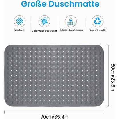 Rutschfeste Duschmatte Grau 60x90cm – Antibakteriell & Schimmelresistent