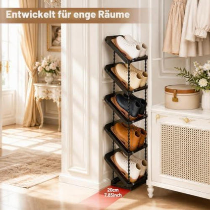 Platzsparend Schuhregal 5 Ebenen schräg – 2er Set Schwarz