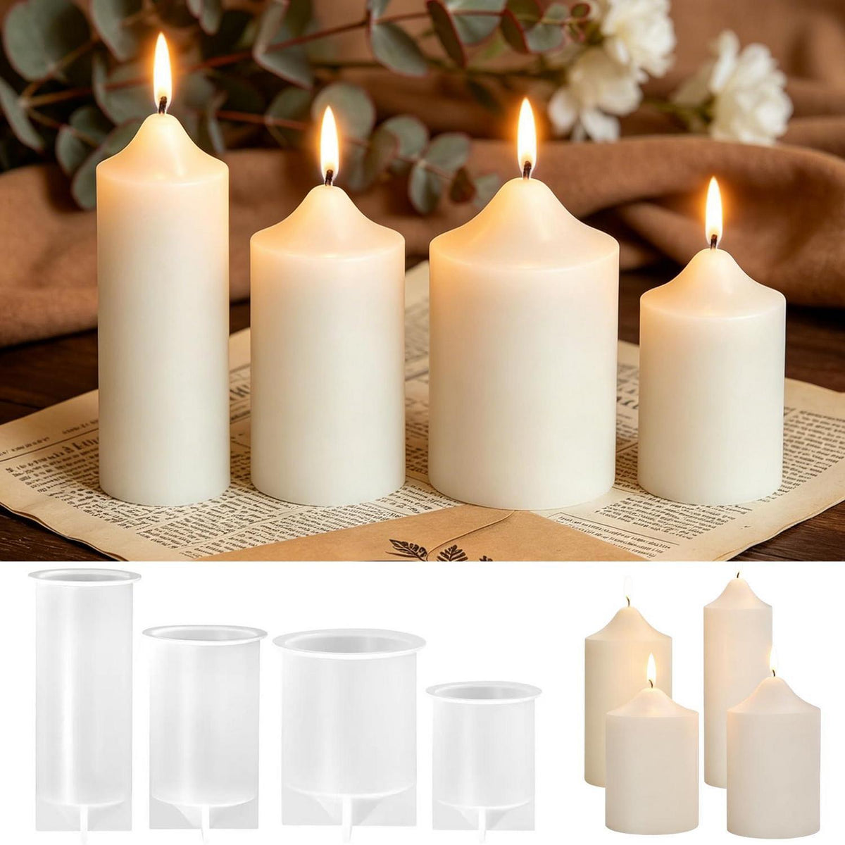 Silikon Kerzenformen Set – 4 Stück für DIY Kerzen & Kunsthandwerk