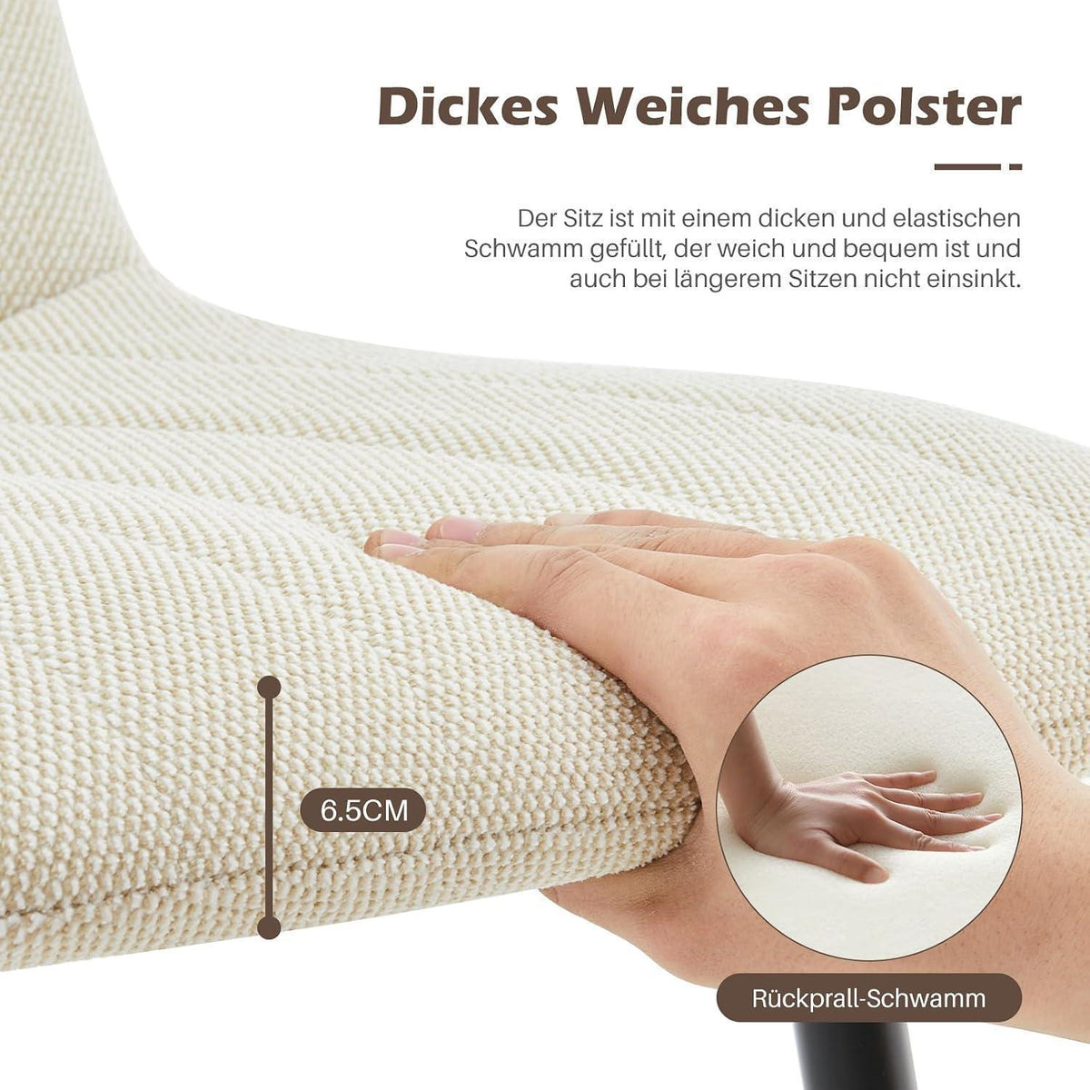 Ergonomische Esszimmerstühle (2er Set, Creme)